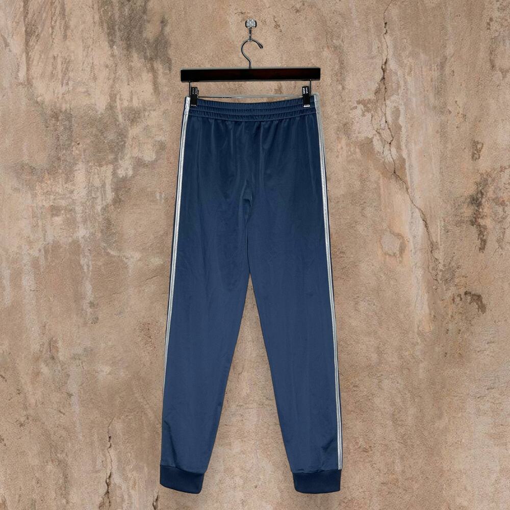 Vintage Y2K Adidas Sweatpants Youth L Slate Blue Polyester Joggers 3 Stripes - Picture 3 of 6